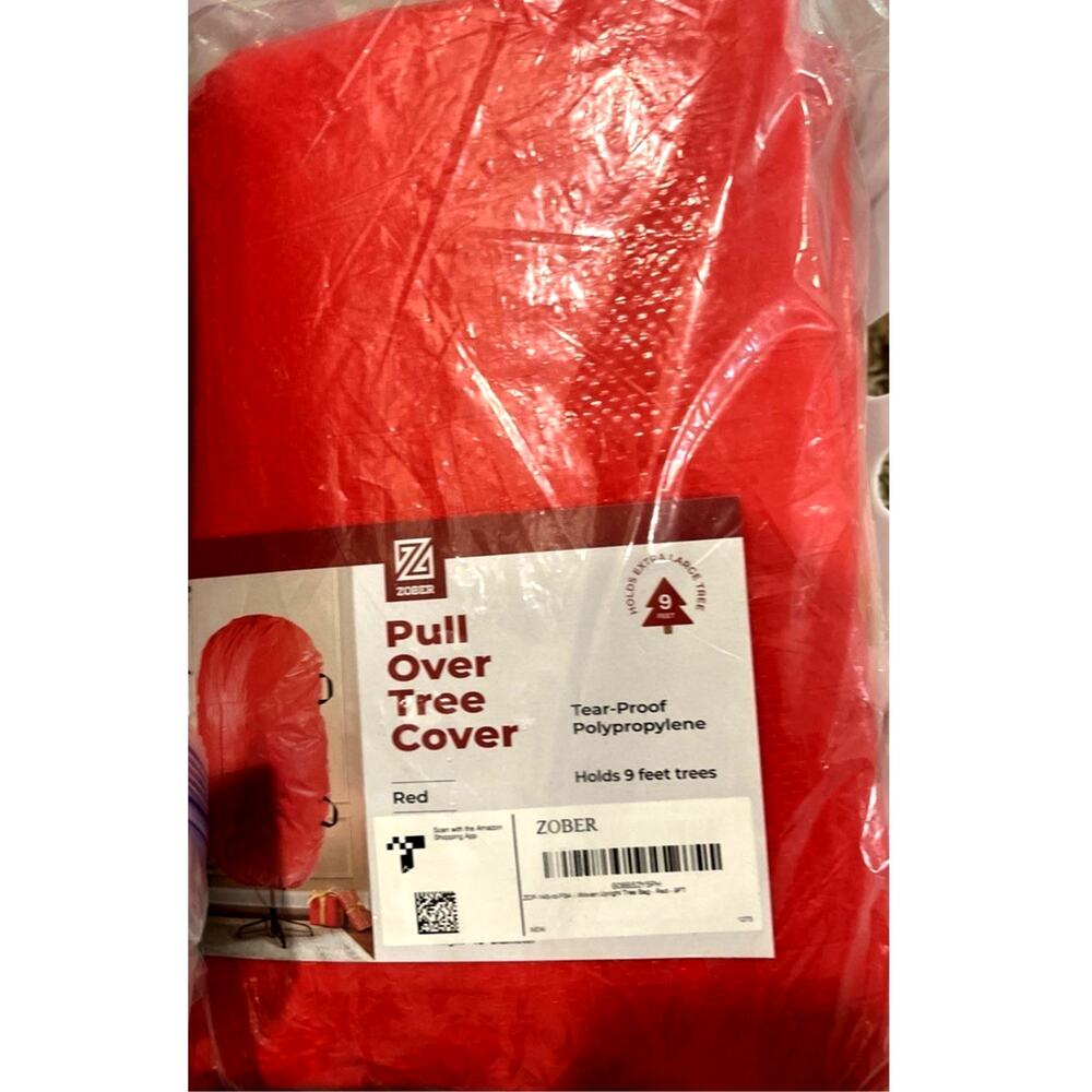 Zober Pull Over Christmas Tree Cover 9 Ft Red ZCP-146-RD Upright Storage New